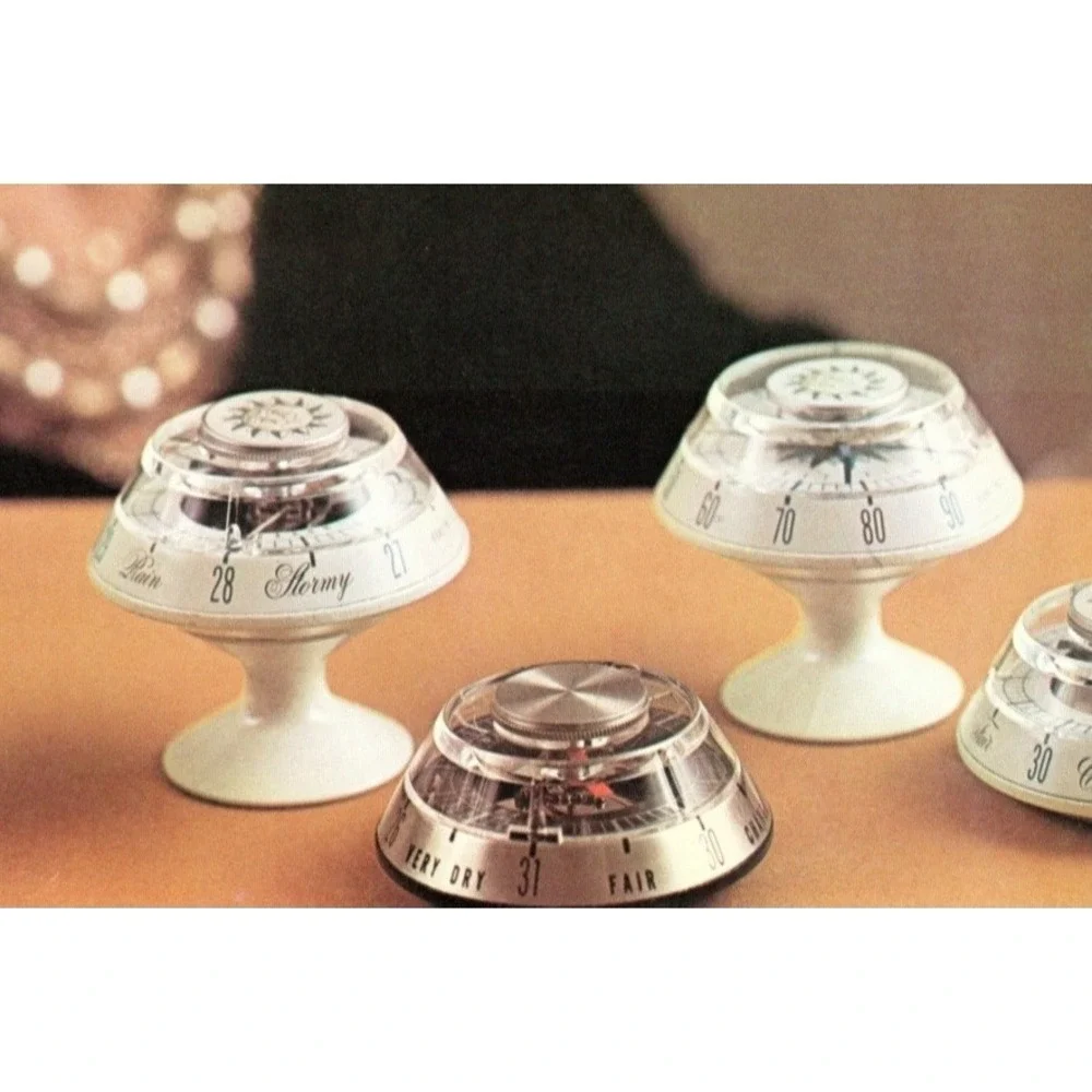 Vintage  Honeywell Desktop Barometer Man In The Moon Sun Celestial Atomic Shape.